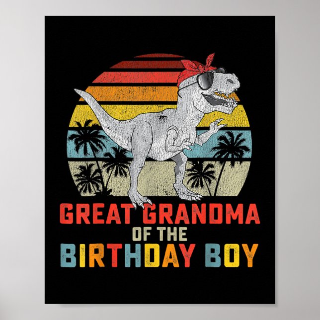 Poster Grand Grand-Mère Dinosaure Du Garçon D'Anniversair (Devant)