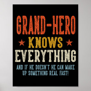 Poster Grand-hero sait tout fête des pères rétro