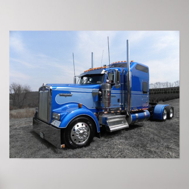 Poster Grand Kenworth bleu W900L (Devant)