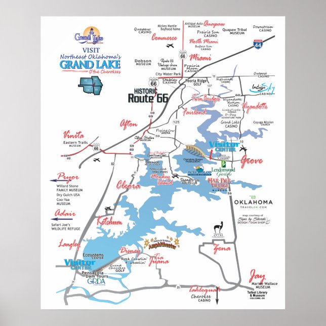 Poster Grand lac OK carte dimensionnelle 19 (Devant)