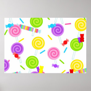 Poster Grand Lollipop Candy Sweet Traitements de fête fon