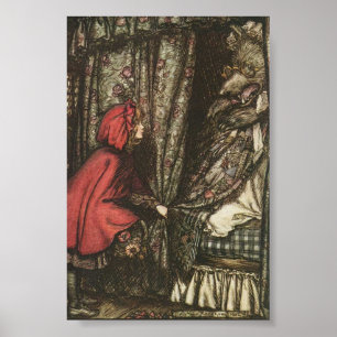 Poster Grand Mauvais Loup dans le lit de grand-mère
