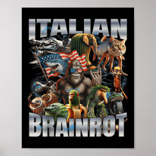 Poster Grand Mème de Pied de Drapeau Italien Brainrot 4 J