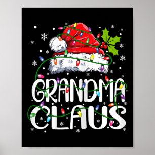 Poster Grand-mère Claus Feux de Noël Pyjama Match de fami