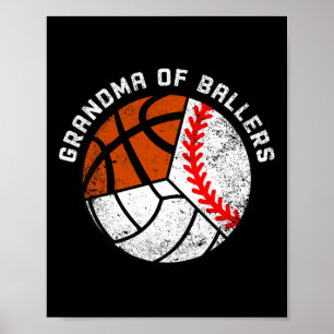 Poster Grand-Mère De Ballers Fun Baseball Volleyball Bask