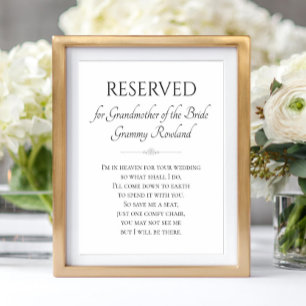 Poster Grand-mère de la mariée Mariage de poème commémora