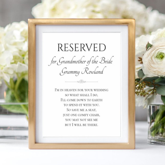 Poster Grand-mère de la mariée Mariage de poème commémora (Créateur téléchargé)