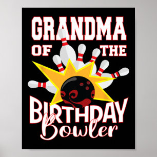 Poster Grand-Mère De L'Anniversaire Bowler Kid Bowling Pa