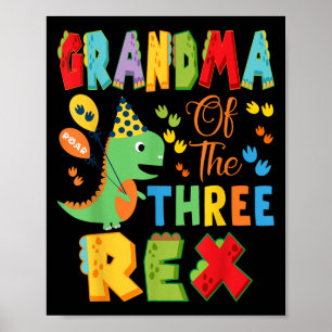 Poster Grand-mère des trois Rex 3e anniversaire garçon Di
