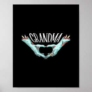 Poster Grand-mère Zombie Coeur main Halloween Costume fam