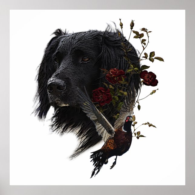 Poster Grand Munsterlander avec faisan (Devant)