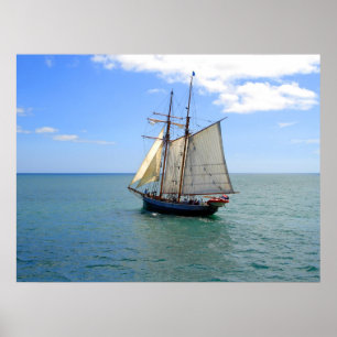 Poster Grand navire dans la Baie des Îles, Nouvelle-Zélan
