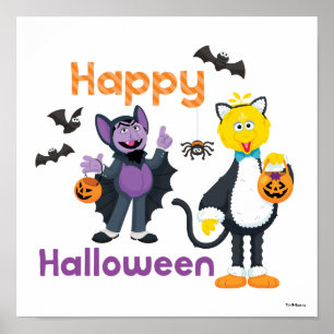 Poster Grand oiseau et nombre Joyeux Halloween