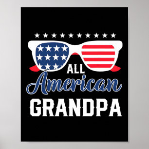 Poster Grand-Père Américain 4 Juillet Usa Sungles Mens Ca