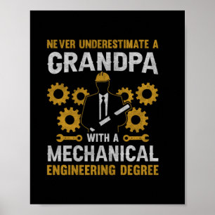 Poster Grand-Père Avec Une Ingénierie Mécanique