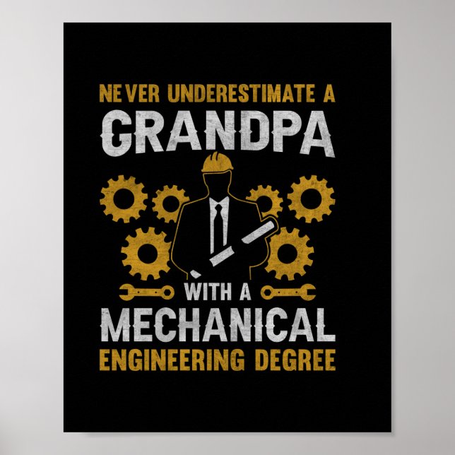 Poster Grand-Père Avec Une Ingénierie Mécanique (Devant)