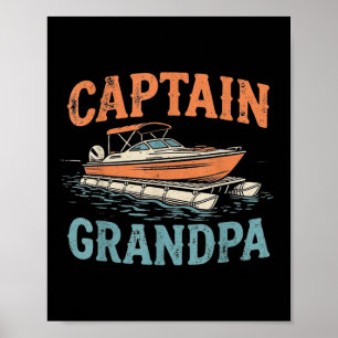 Poster Grand-père capitaine de bateau ponton Bateau nauti