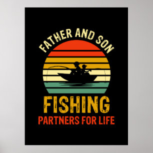 Poster Grand-Père Cite Père Et Son Partenaire De Pêche