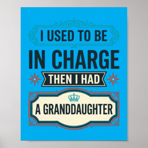 Poster Grand-père drôle et petite-fille Grand-parent fier