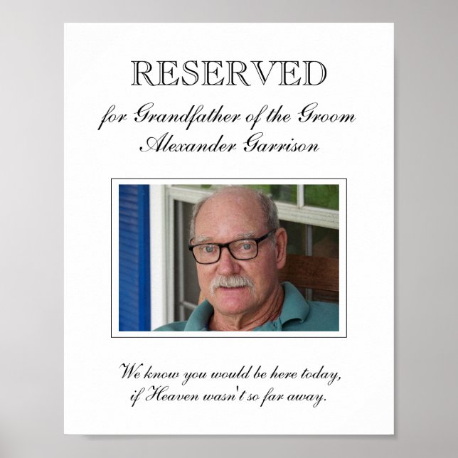 Poster Grand-père du Marié Mémorial Photo Mariage (Devant)