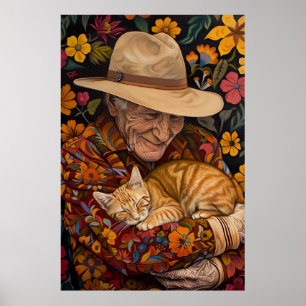 Poster Grand-Père Et Son Chat
