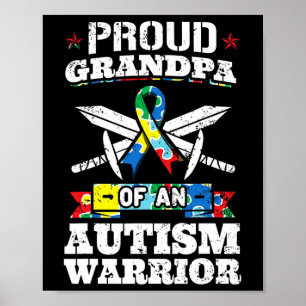 Poster Grand-Père Fière D'Un Autisme Guerrier Autiste