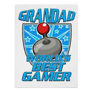 Poster Grand-père Meilleur joueur du monde logo rétro