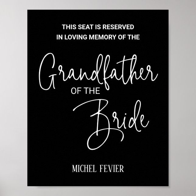 Poster Grand-père noir du Mariage commémoratif de la mari (Devant)