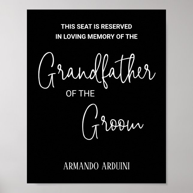 Poster Grand-père noir du Mariage commémoratif Groom (Devant)