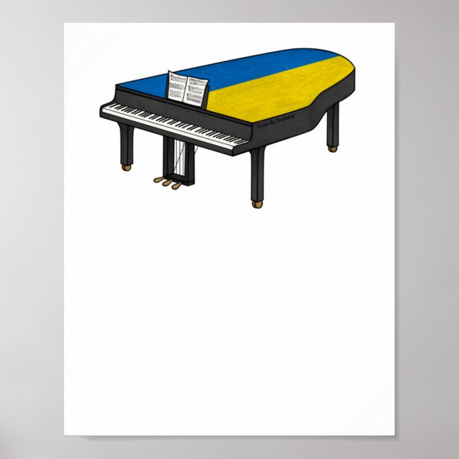 Poster Grand Piano Ukrainien Drapeau Pianiste musicien St (Devant)