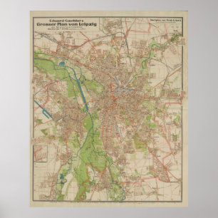 Poster Grand Plan de Leipzig de E. Gaebler (1943)