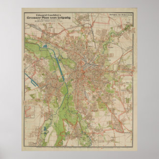 Poster Grand Plan de Leipzig de E. Gaebler (1943)