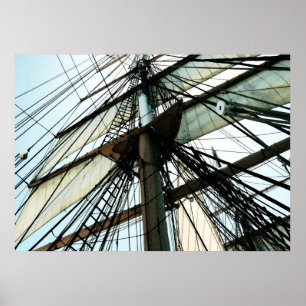 Poster Grand port et voiles