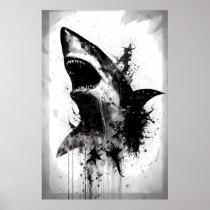 Poster Grand portrait de requin blanc