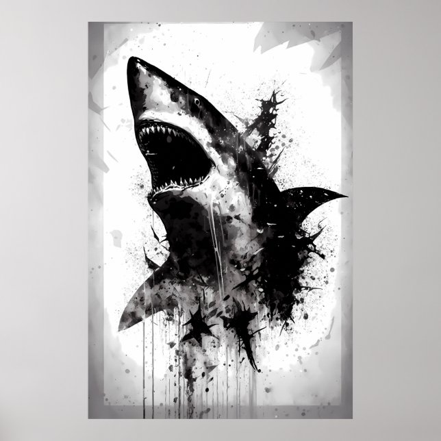 Poster Grand portrait de requin blanc (Devant)