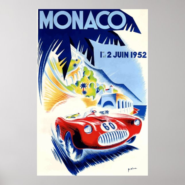 Poster Grand Prix automobile de Monaco 1952 (Devant)