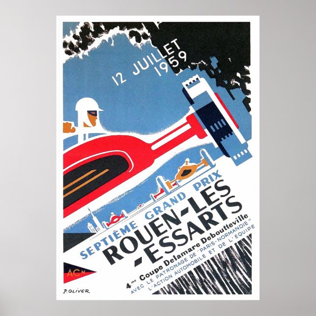 Poster Grand Prix automobile Rouen Les Essarts 1959 (Devant)