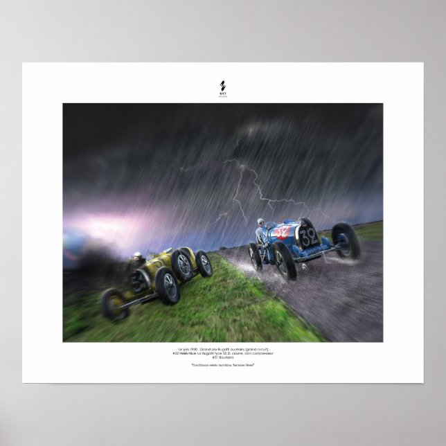 Poster Grand Prix Bugatti - 1er Juin 1930 (scène) (Devant)