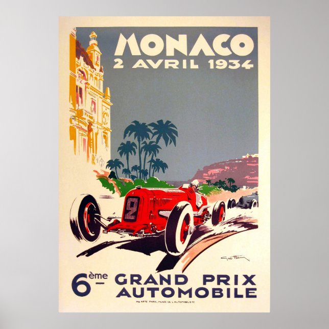 Poster Grand Prix de Monaco 1934 (Devant)