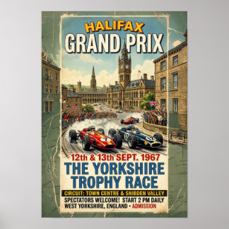 Poster Grand Prix d'Halifax 1967 Course Trophée du Yorksh