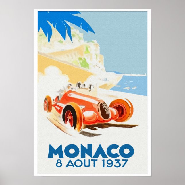Poster Grand Prix Monaco 1937 aquarelle (Devant)