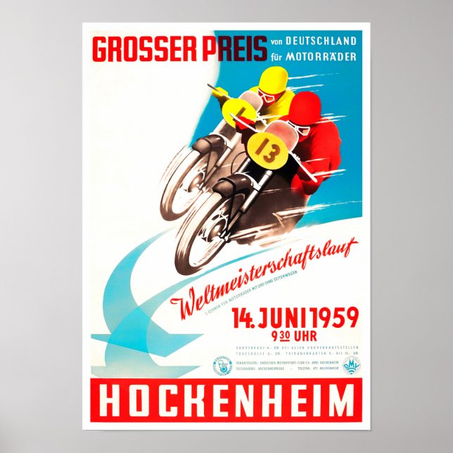 Poster Grand Prix Moto Hockenheim 1959 (Devant)