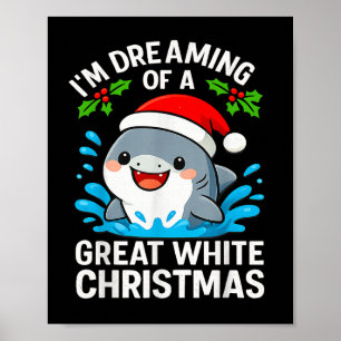 Poster Grand Requin Blanc Noël Drôle de Père Noël Vacance