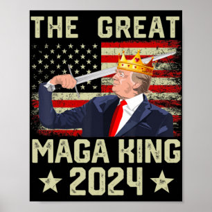 Poster Grand Roi Trump Biden politique Ultra Mega P