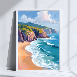 Poster Grand Sur, peinture à l'aquarelle de l'océan en Ca