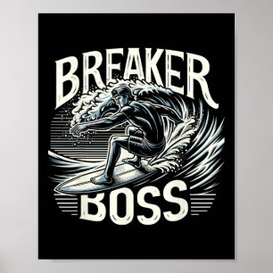 Poster Grand Surf de vague Surfeur Plage Brise-vagues Pat