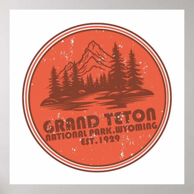 Poster Grand Teton mountains National Park Wyoming (Devant)