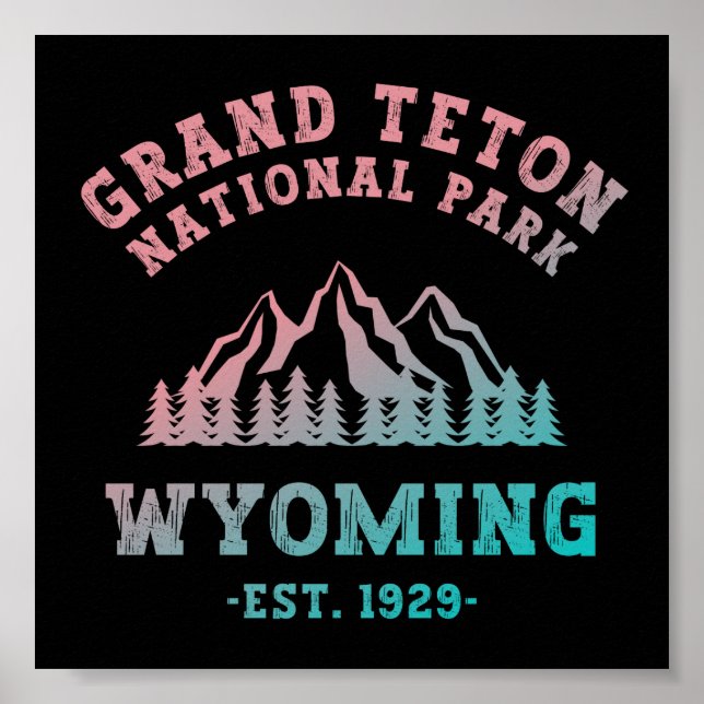 Poster Grand Teton National Park Wyoming USA Gradient (Devant)