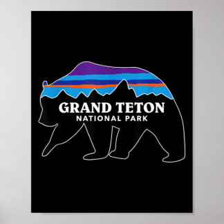 Poster Grand teton parc national ours grizzly minimaliste