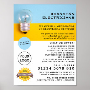 Poster Grande ampoule, Publicité Electricielle